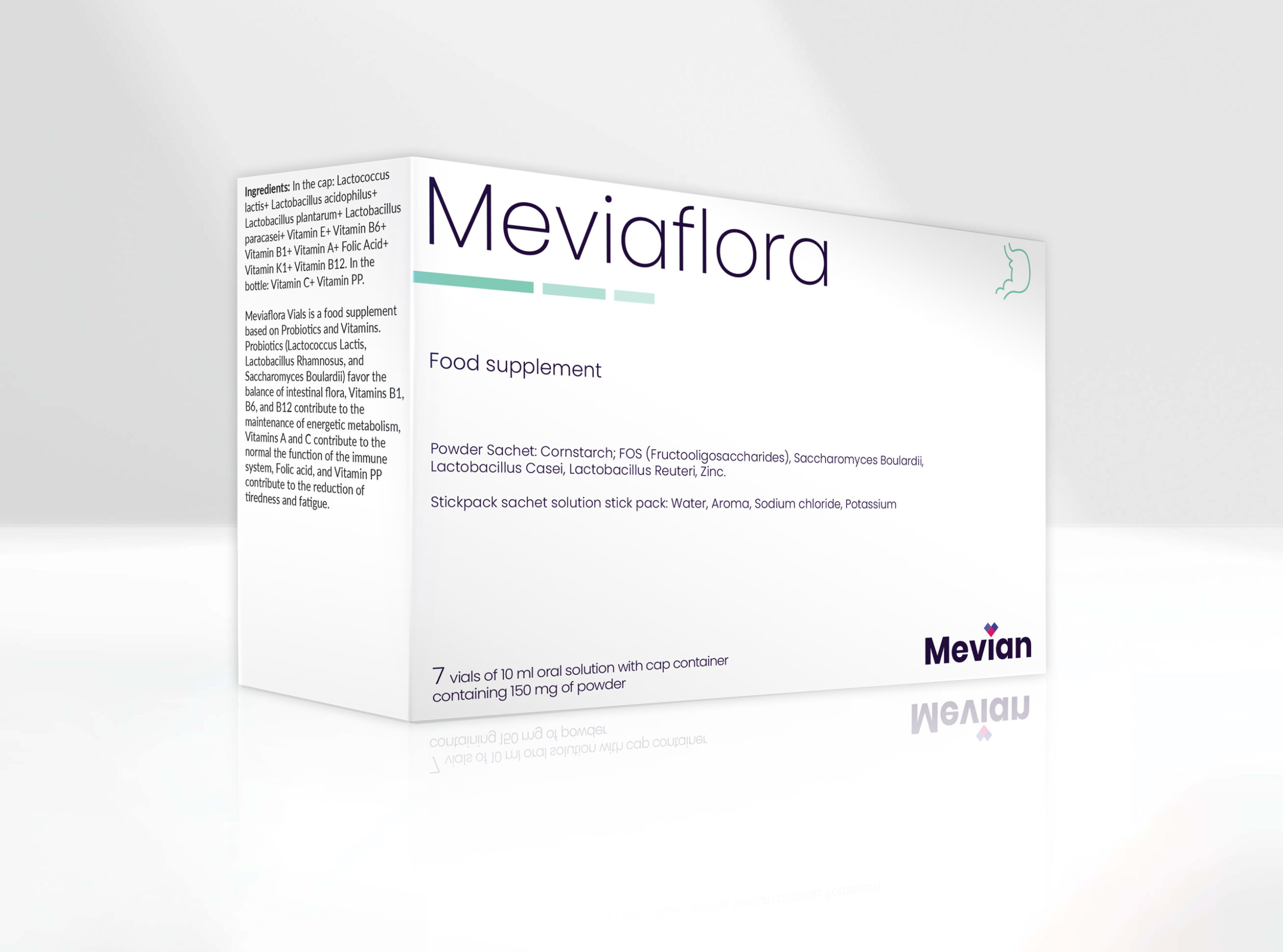 Meviaflora is a premium synergy of ingredients that balance intestinal flora, maintaining the energetic metabolism, and normal function of the immune system, while reducing tiredness and fatigue.