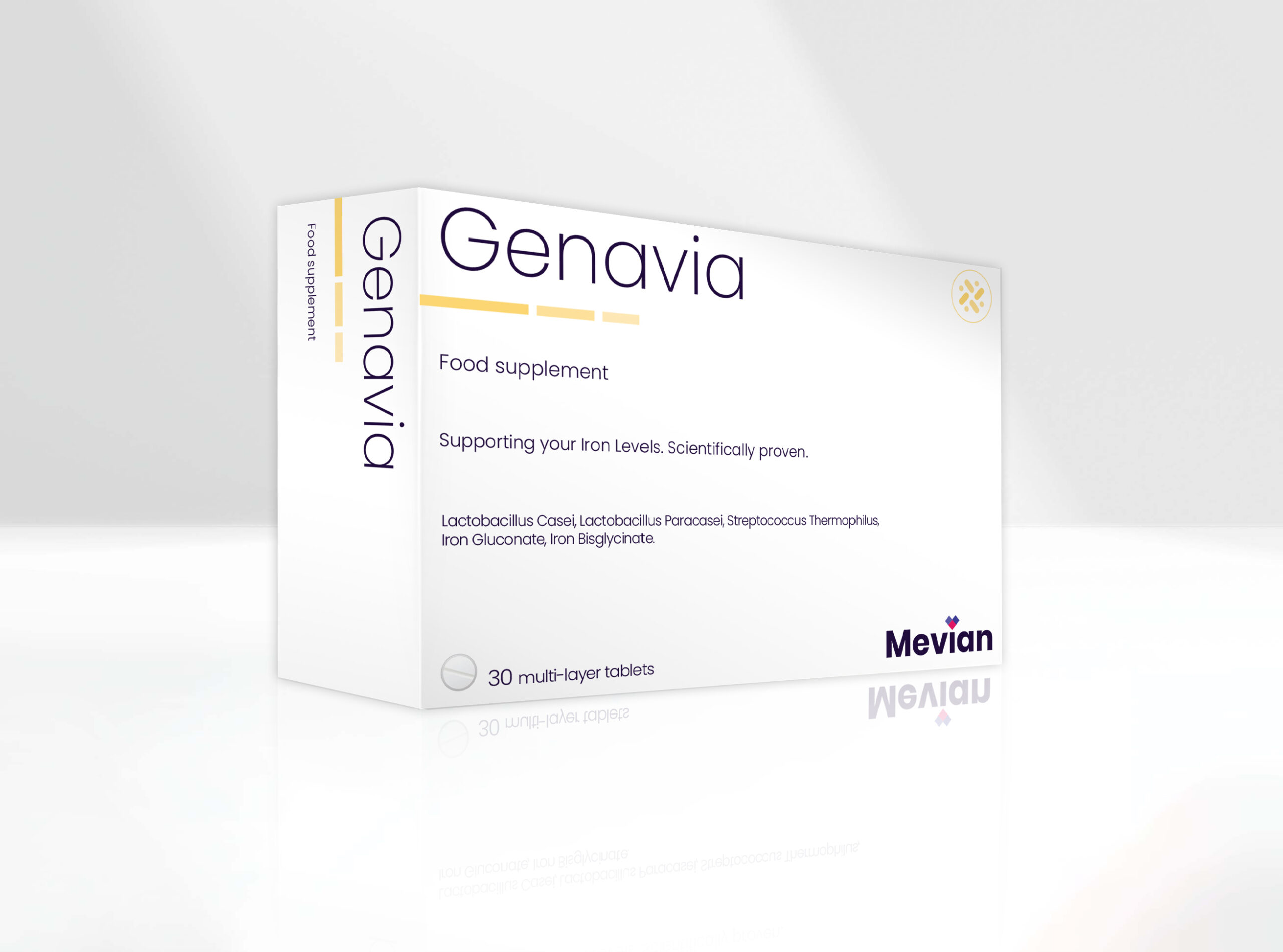 Genavia is a well-supported product with a supportive study on selected lactobacillus for improving iron absorption and minimizing unpleasant side effects from the iron source.